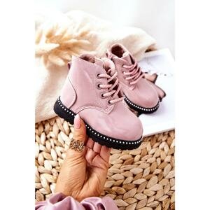 Leather Children's Boots Lacquered Pink Maris