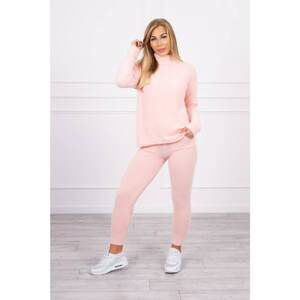 Two-piece powder pink alpaca sweater set