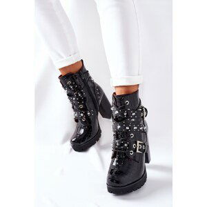 Women’s Ankle Boots Shiny Black Crocodille Wombridge