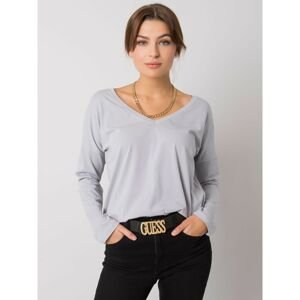 Light graphite cotton blouse with long sleeves