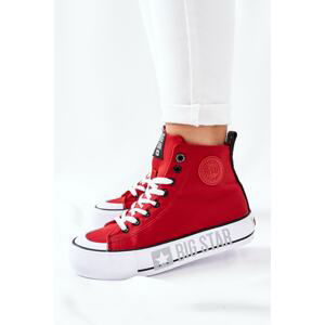 High Sneakers On A Platform Big Star II274018 Red