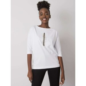 Women's white blouse with inscriptions