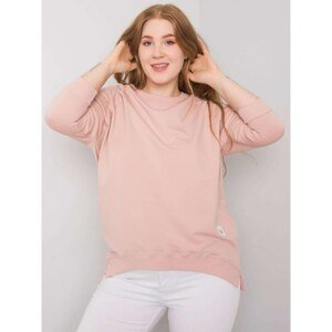Dusty pink plus size cotton sweatshirt without hood