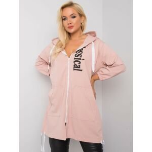 Dusty pink hoodie with zipper closure