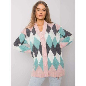 RUE PARIS Pink and mint patterned sweater