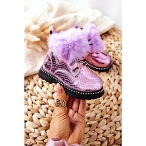 Children's Boots Insulated With Fur Purple Rosea