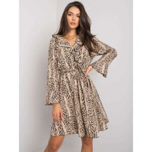 Beige and black dress Amiya with long sleeves