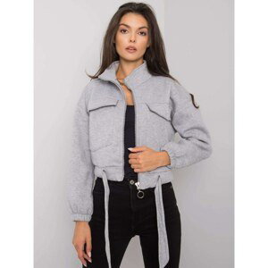 Gray women's sweatshirt with a zipper