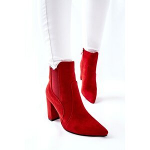 Women's Suede Boots On Heel Red Kastren
