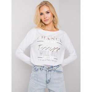 Women's white blouse with inscriptions