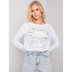 Women's white blouse with inscriptions