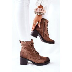 Women's Boots On High Heels Suede Beige Dunaff