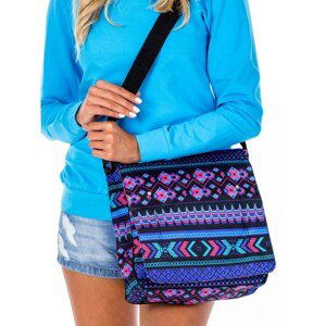 Textile shoulder bag with colorful patterns