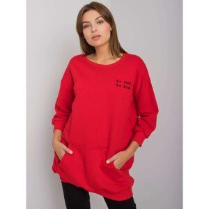 Red sweatshirt with an inscription