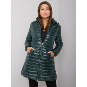 Green quilted jacket with a hood