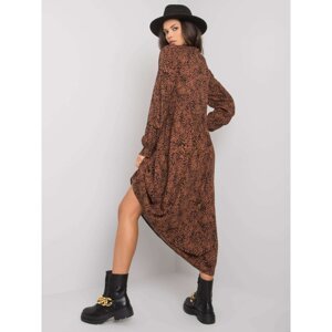 FRESH MADE Long brown dress with patterns