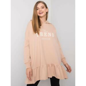 Beige tunic sweatshirt with ruffles