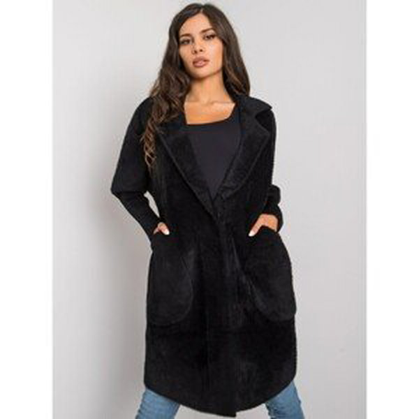 Black alpaca coat with pockets