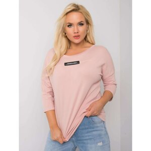 Dusty pink plus size blouse with a V-neck at the back