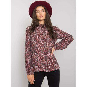 FRESH MADE Dark brown blouse with a print