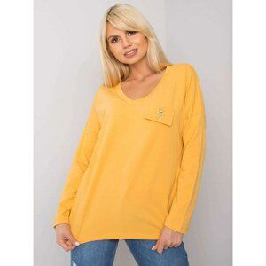 Yellow cotton blouse with a V-neck