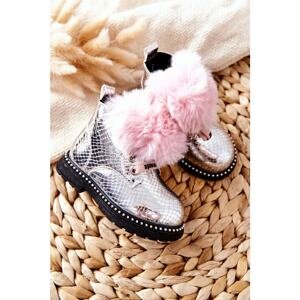 Children's Boots Insulated With Fur Silver Rosea