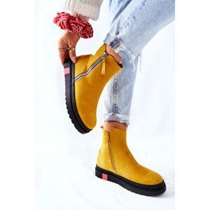 Platform Suede Lace-up Booties Yellow Nessa