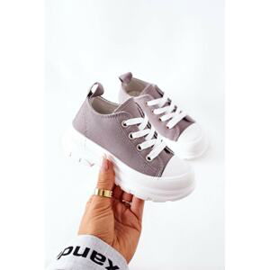 Children's Sneakers On A Platform Grey Travel Time