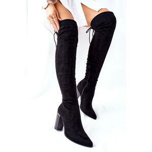 Women's High Boots On Heel Black Monleek