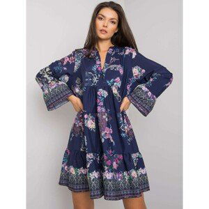 Navy blue loose dress with patterns