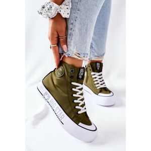 High Sneakers On A Platform Big Star II274018 Khaki