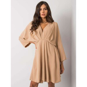 Camel dress with triangular neckline