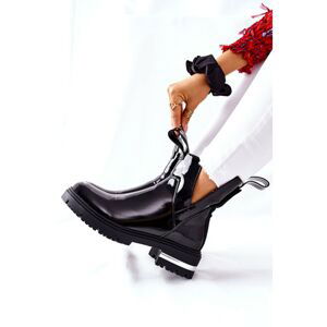 Women's Lacquered Boots With Cut-outs Black Melbourne