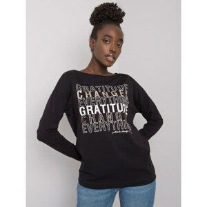 Women's black blouse with a text print
