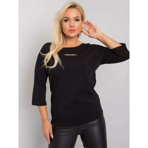 Black plus size blouse with a V-neck at the back