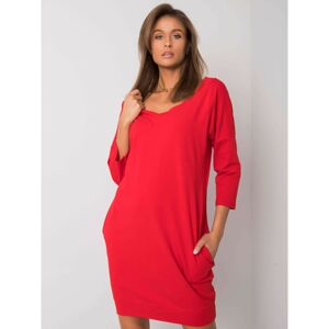 Red cotton dress with pockets