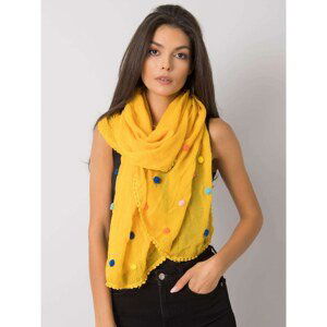 Yellow scarf with pompoms