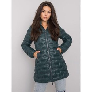 Women's green quilted jacket with a hood