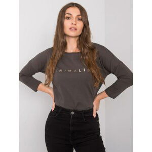 Dark khaki cotton blouse with Cantrice lettering