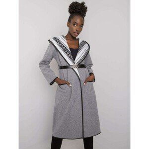 Ladies' gray melange coat with a hood
