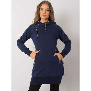 Dark blue long sweatshirt with pockets