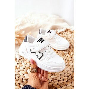 Kids sports shoes with Velcro white-black Santi