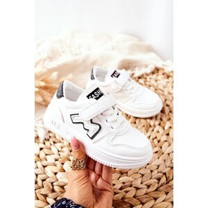 Kids sports shoes with Velcro white-black Santi