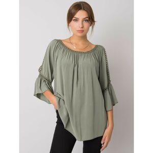 OH BELLA Khaki blouse with cutouts