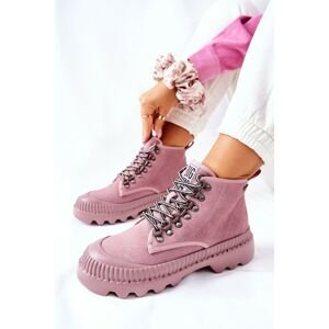 Leather Trapper Boots Big Star II274367 Pink