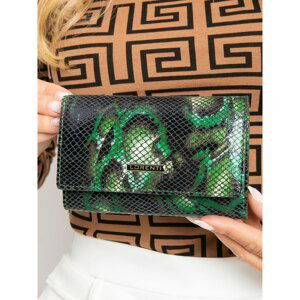 Patterned women´s green leather wallet