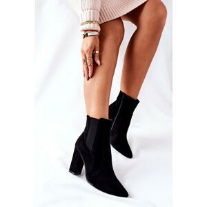 Women's Suede Boots On Heel Black Kastren