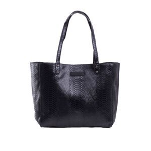 Black shopping bag with crocodile skin motif