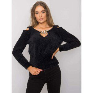 RUE PARIS Black sweater with triangular neckline