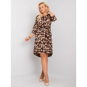 Black and beige plus size patterned dress